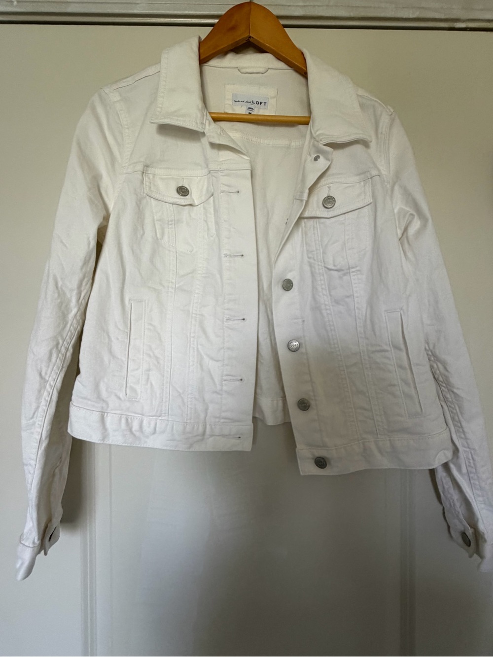 LOFT White Denim Jacket - Classic Trucker Style